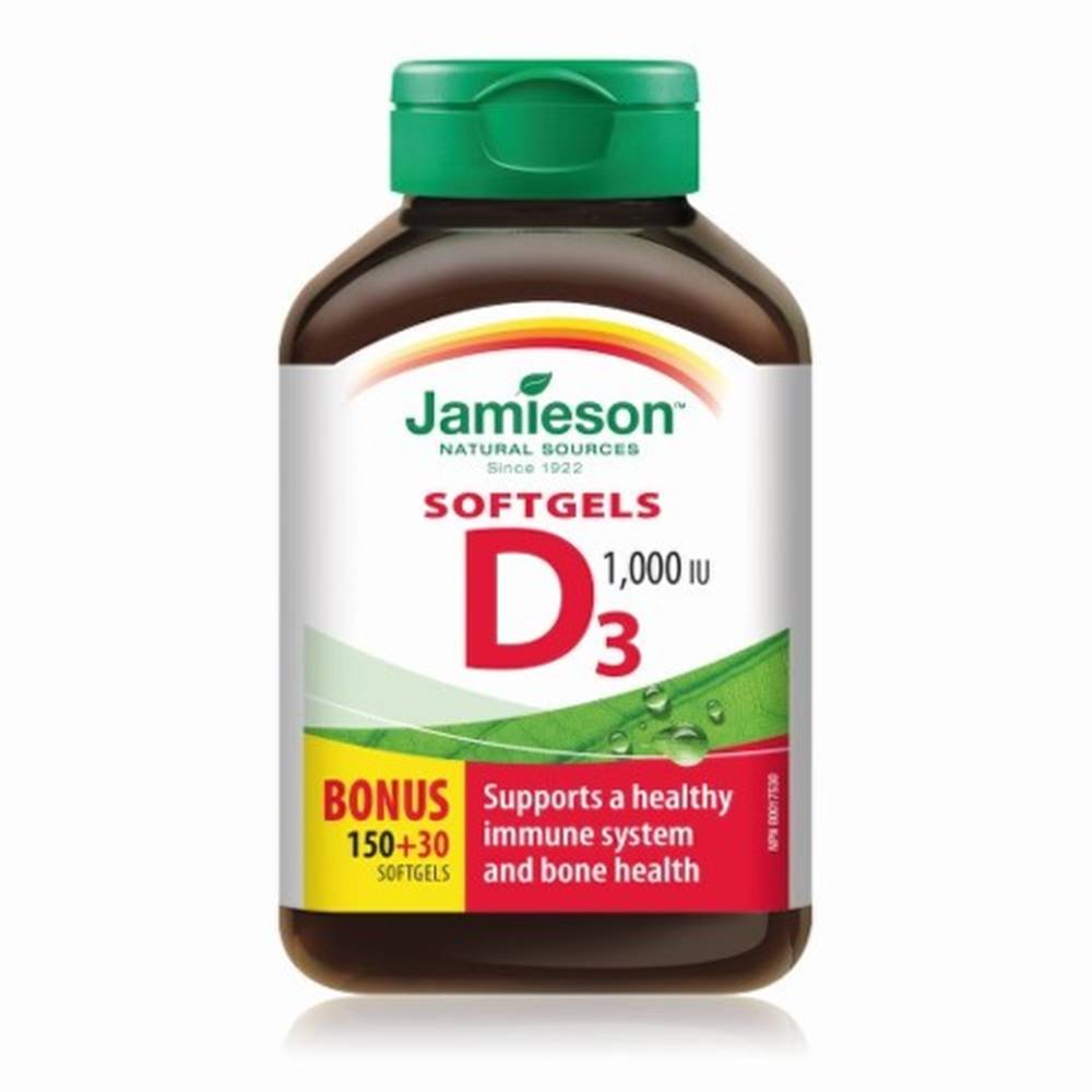 Jamieson JAMIESON Vitamín D3 1000 IU 150 + 30 kapsúl ZADARMO