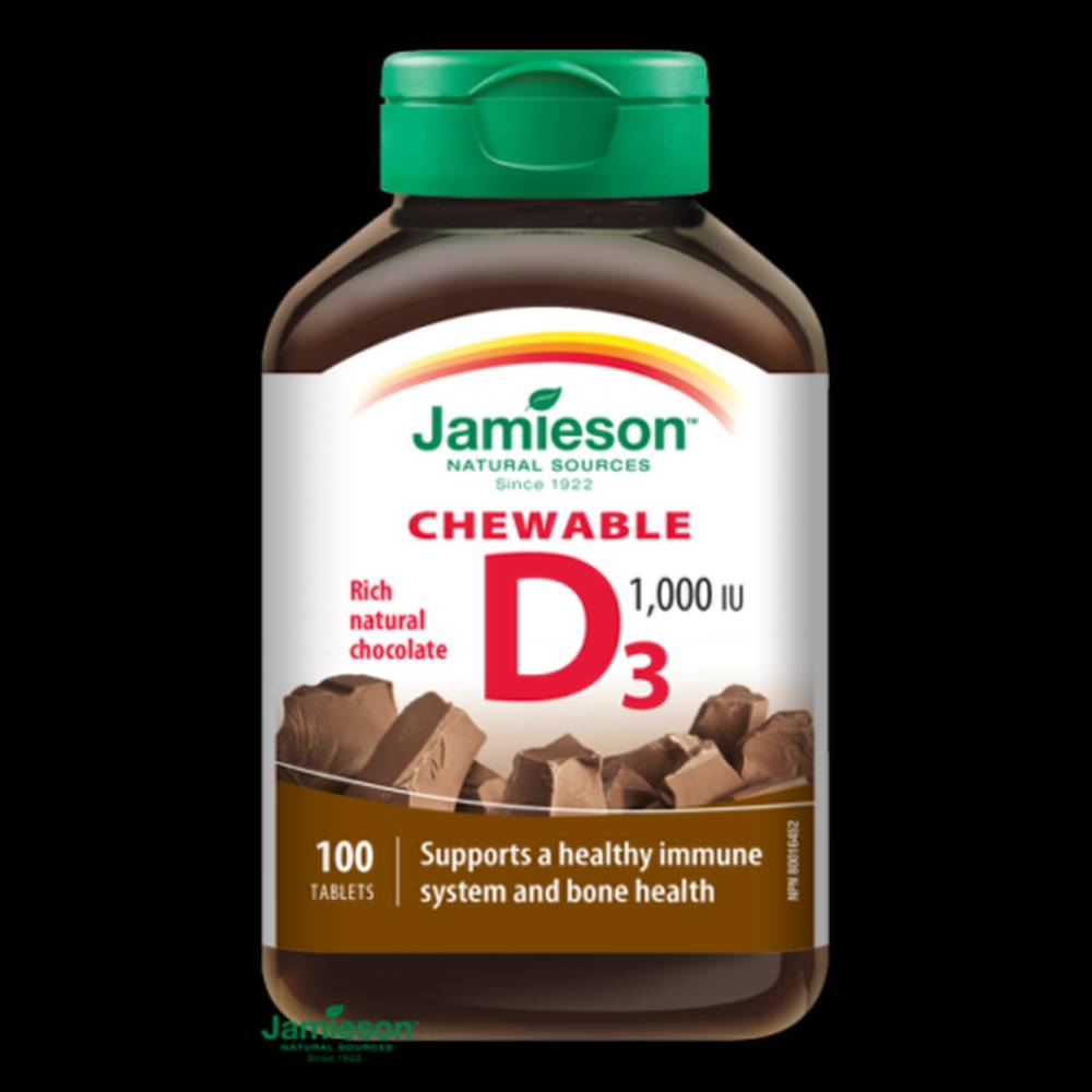 Jamieson JAMIESON Vitamín D 1000 IU čokoláda 100 cmúľacích tabliet