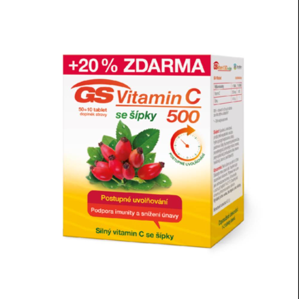 GS GS vitamín C 500 so šípkami 50 + 10 tabliet ZADARMO