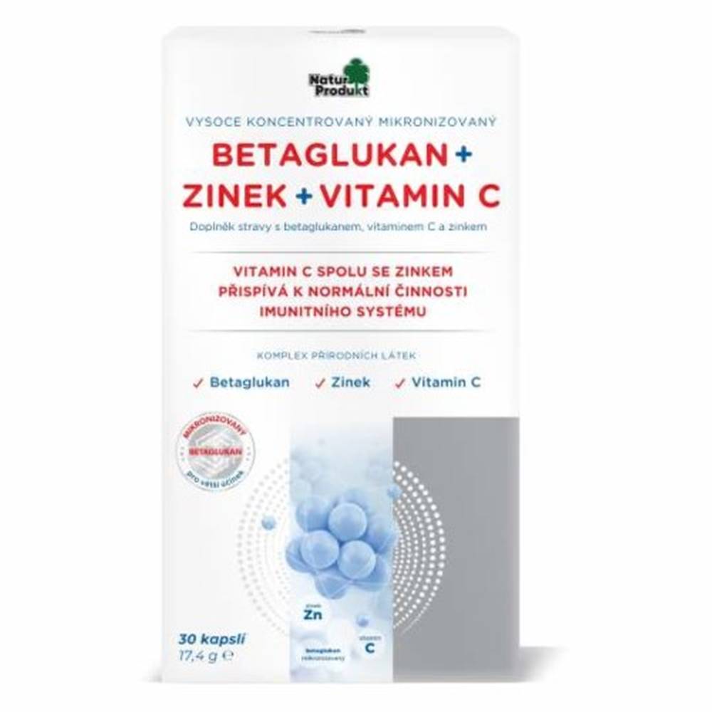 Natur Products NATUR PRODUKT Betaglukan + zinok + vitamín C 30 kapsúl