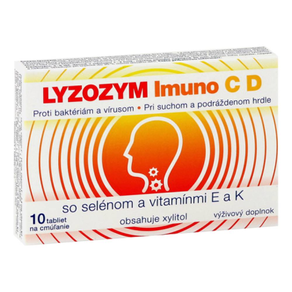 Lyzozym LYZOZYM Imuno C, D so selénom a vitamínmi E a K 10 tabliet na cmúľanie