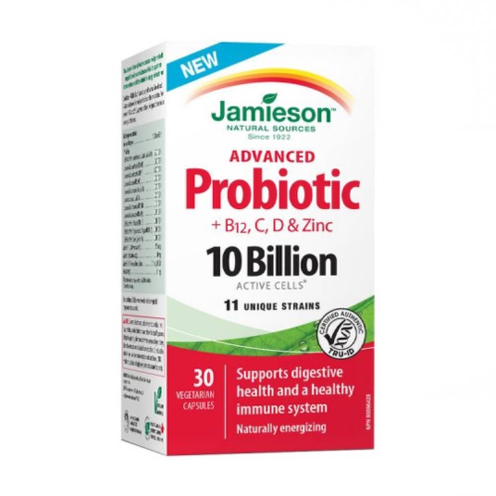 Jamieson JAMIESON Advanced probiotic 10 miliárd + vitamíny B12, C, D a zinok 30 kapsúl