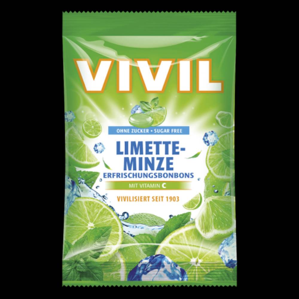Vivil VIVIL Drops s príchuťou limetka a pepermint s vitamínom C 60 g