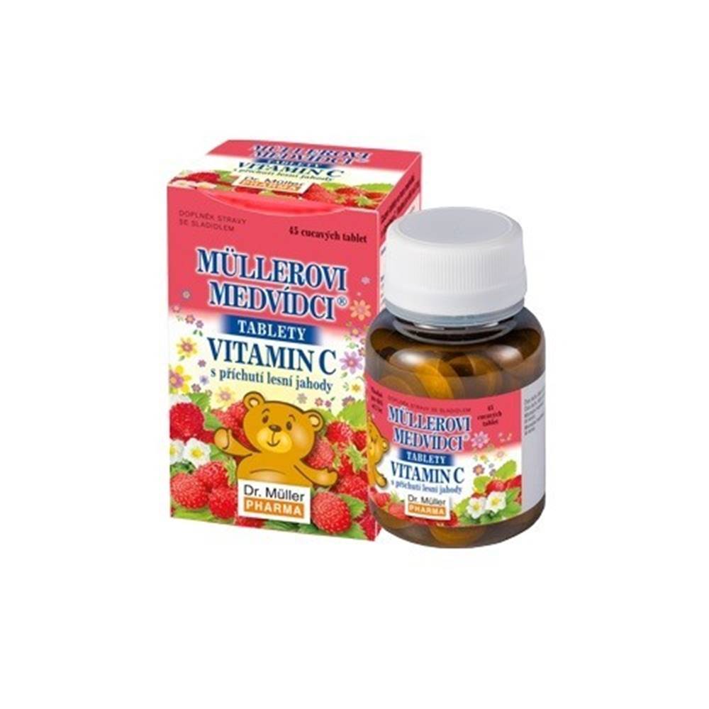 DR. MÜLLER MÜLLEROVE Medvedíky - vitamín C s príchuťou lesných jahôd 45 tabliet