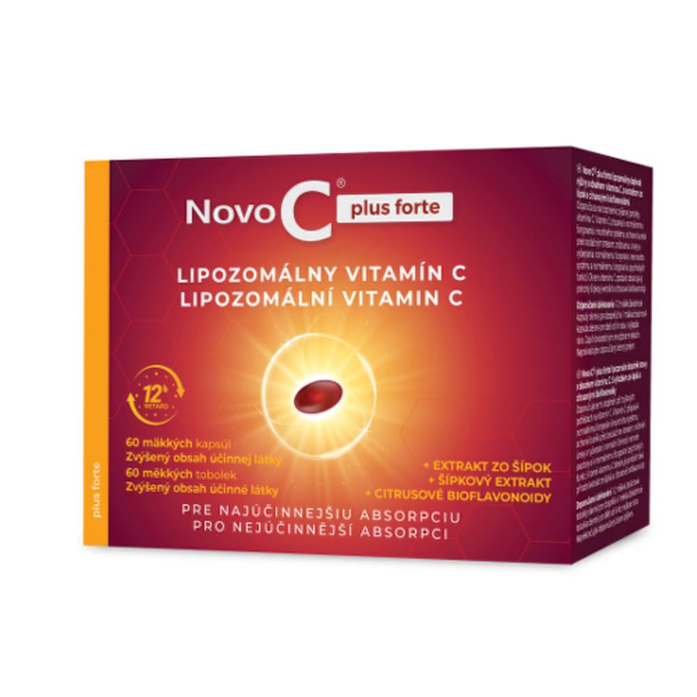 Novo C NOVO C Plus forte lipozomálny vitamín C s extraktom zo šípok a citrusovými bioflavonoidmi 60 kapsúl