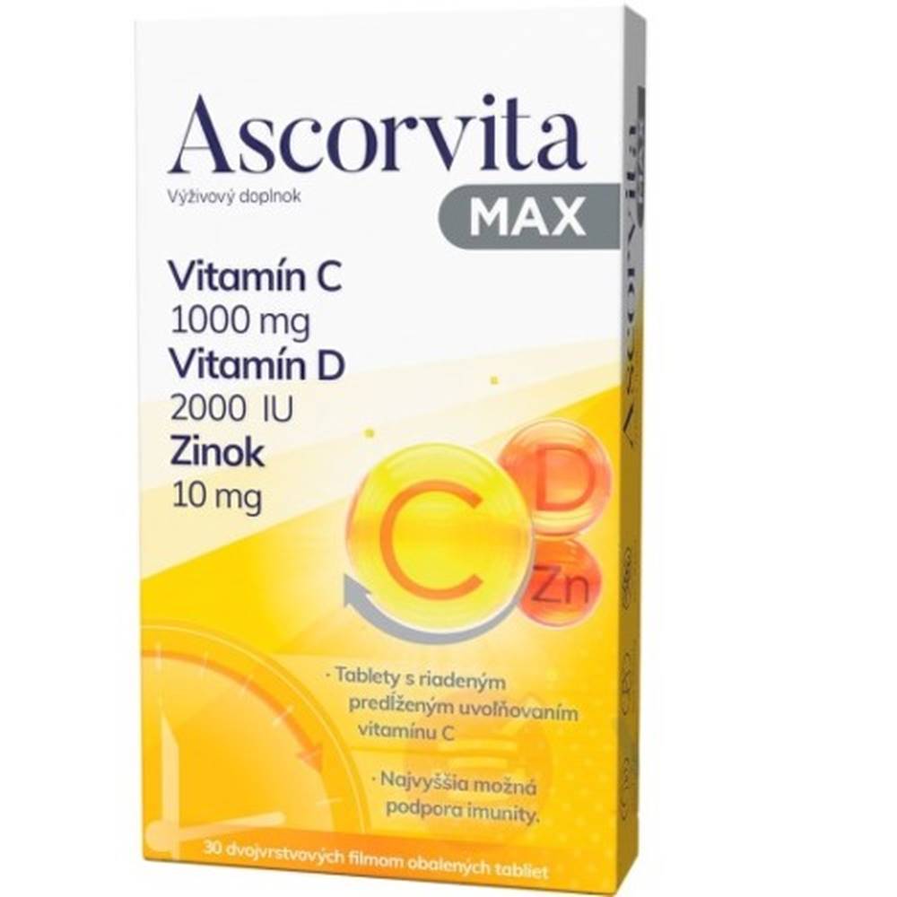 Ascorvita ASCORVITA Max vitamín C, D a zinok 30 tabliet