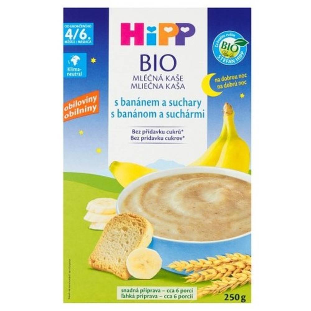 HiPP HIPP BIO Mliečna kaša dobrú noc s banánom a suchármi 250 g