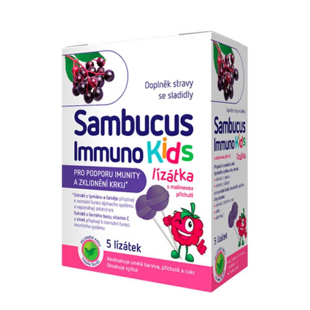 Sambucus SAMBUCUS Immuno kids lízatka malinová príchuť 5 ks