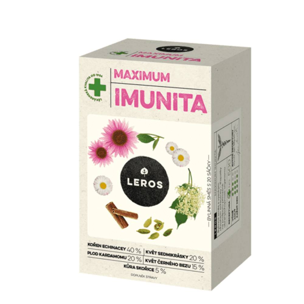 Leros LEROS Imunita max echinacea & sedmokráska bylinný čaj nálevové vrecúška 20 x1,5 g