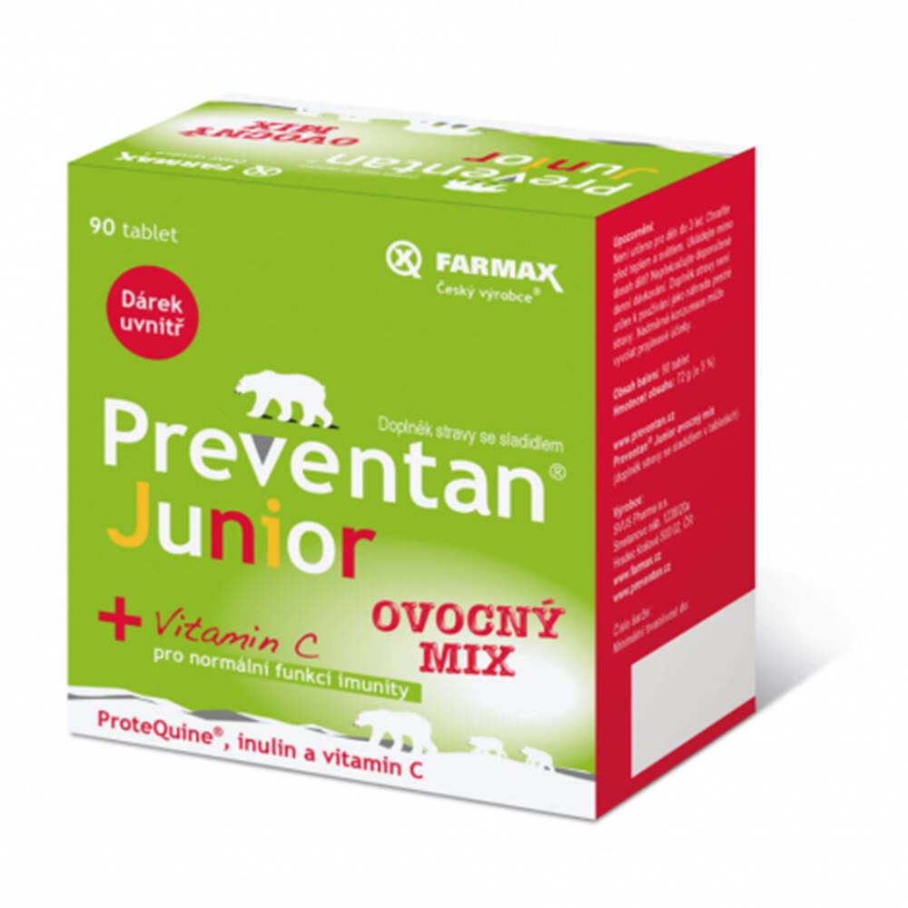  Preventan Junior + vitamín C ovocný mix 90 tbl