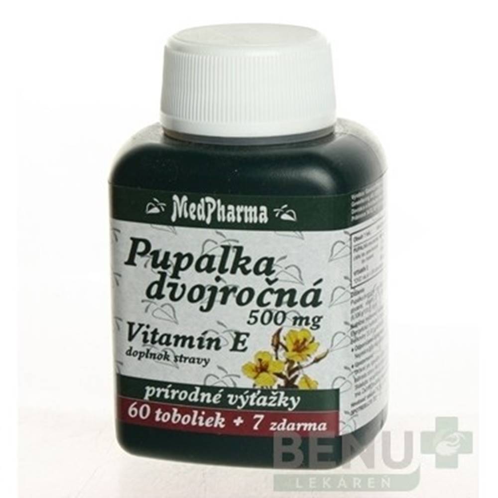 Medpharma MEDPHARMA Pupalka dvojročná 500 mg s vitamínom E 60 tabliet +7 tabliet ZADARMO