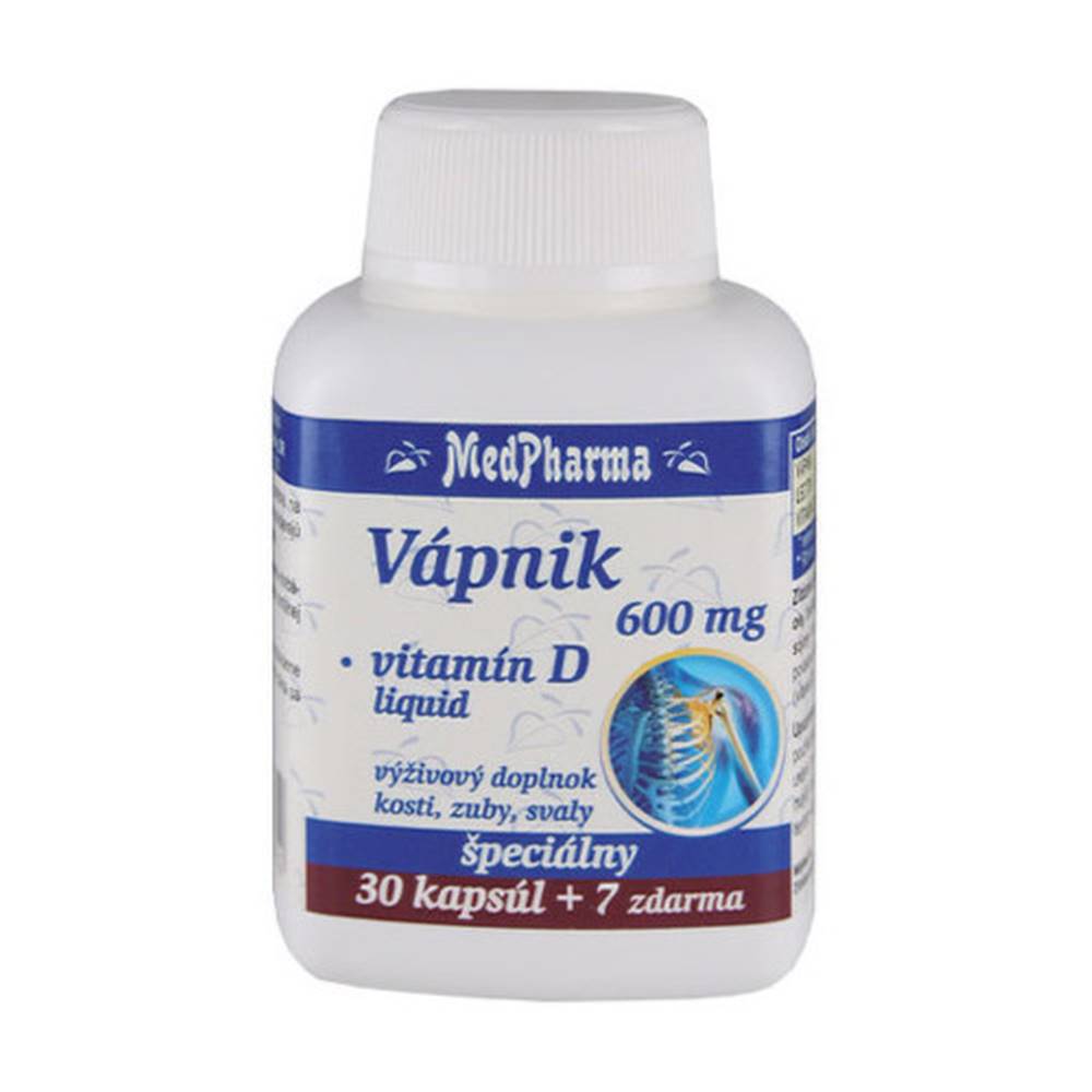Medpharma MEDPHARMA Vápnik 600 mg + vitamín D liquid 30 + 7 tabliet ZADARMO