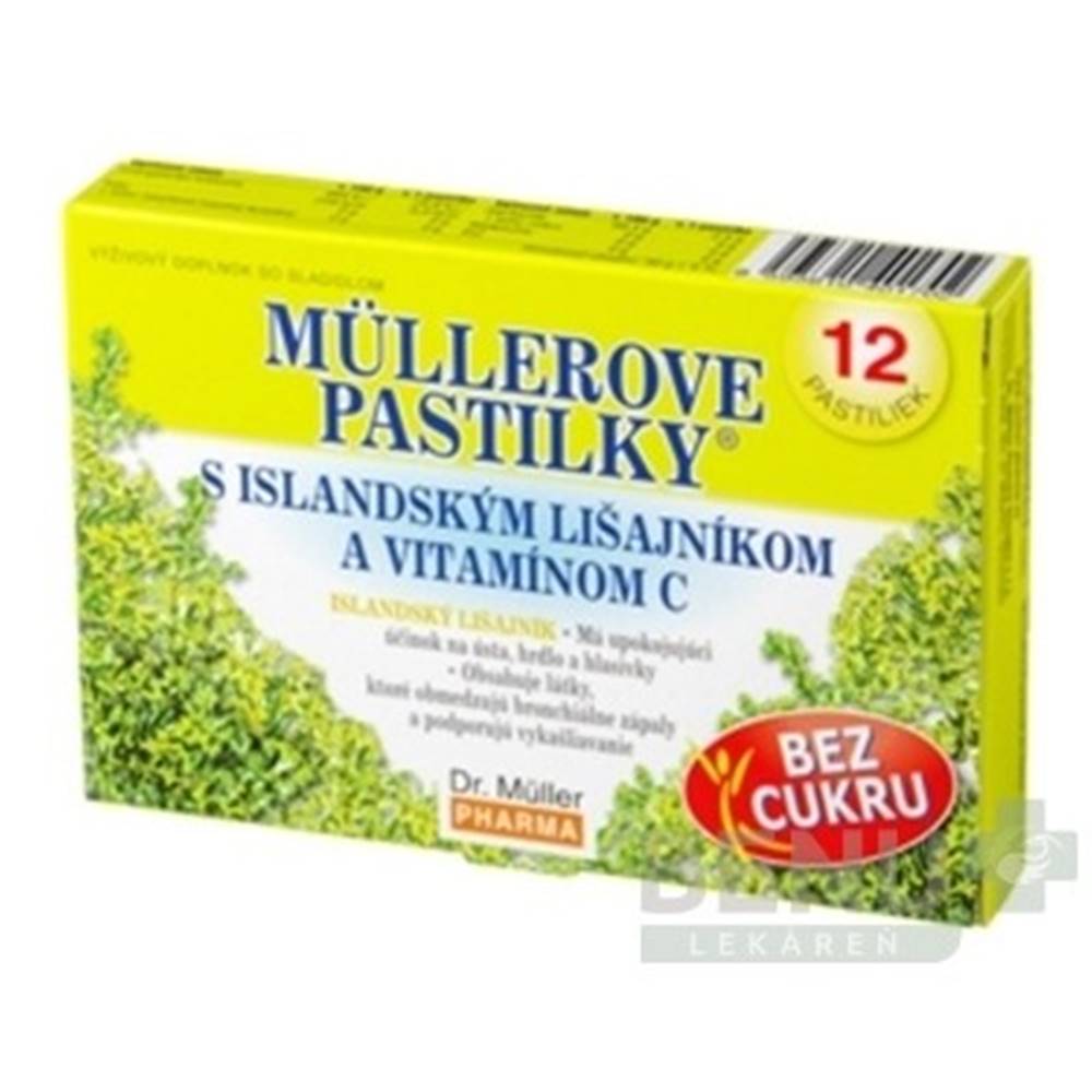 DR. MÜLLER MÜLLEROVE PASTILKY s islandským lišajníkom a vitamínom C bez cukru 12 kusov