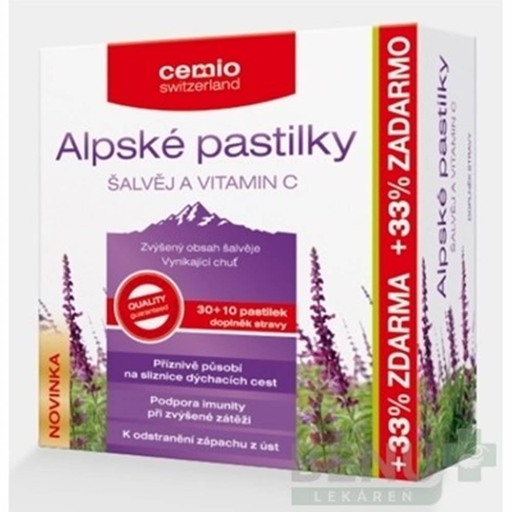 CEMIO CEMIO Alpské pastilky šalvia a vitamín C 30 + 10 tabliet