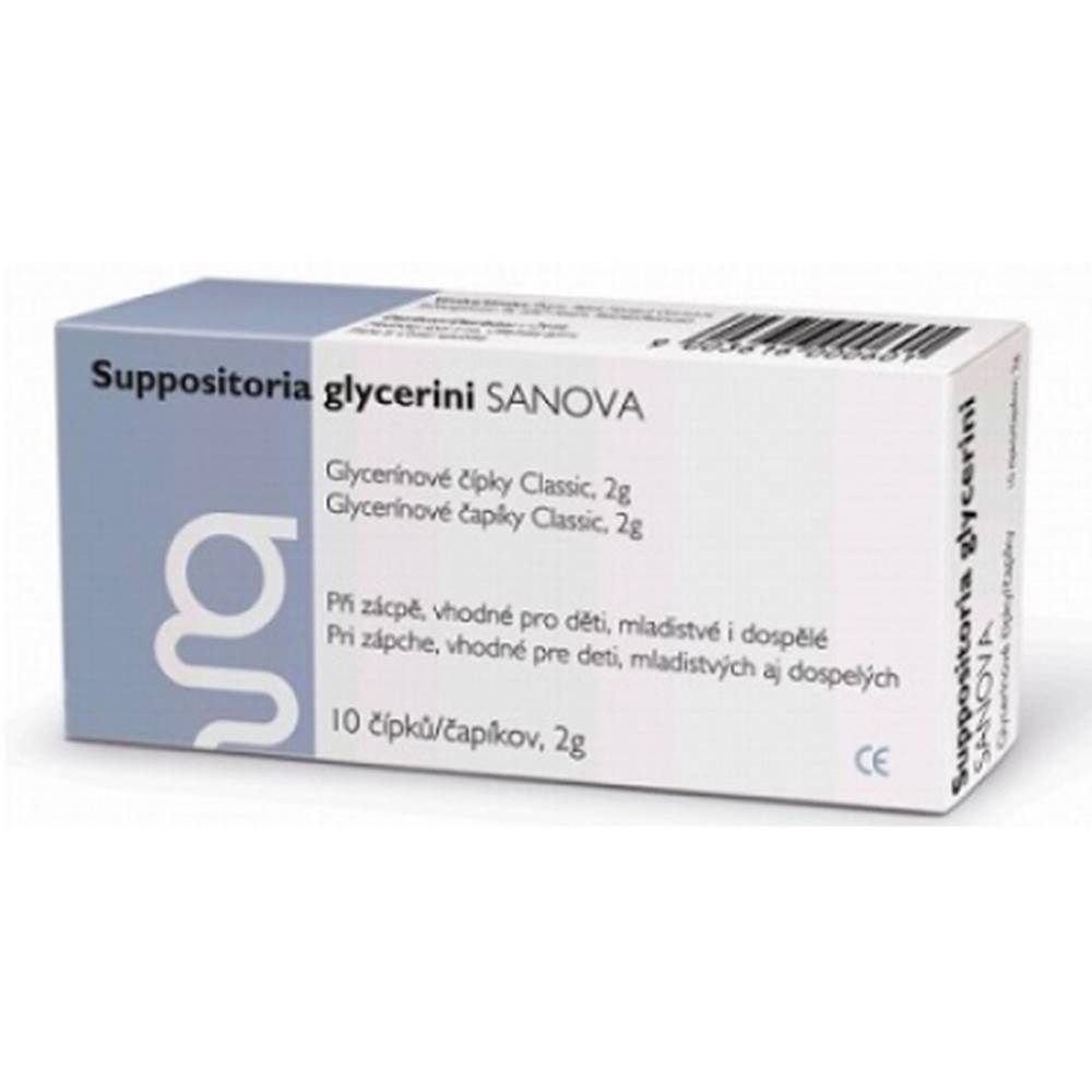 Medindex, spol. s r.o. SANOVA Suppositoria glycerini Classic 2g glycerínové čípky 10 ks
