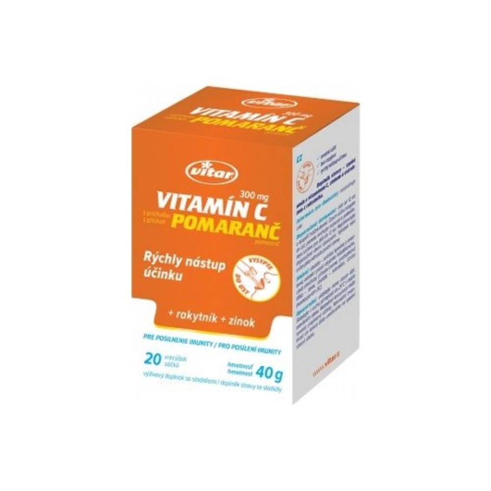 Vitar VITAR Vitamín C 300 mg + rakytník + zinok s pomarančovou príchuťou 20 vreciek